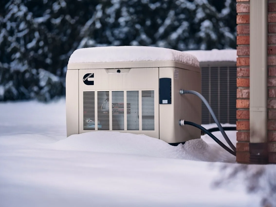 Home standby generator running through Colorado snow